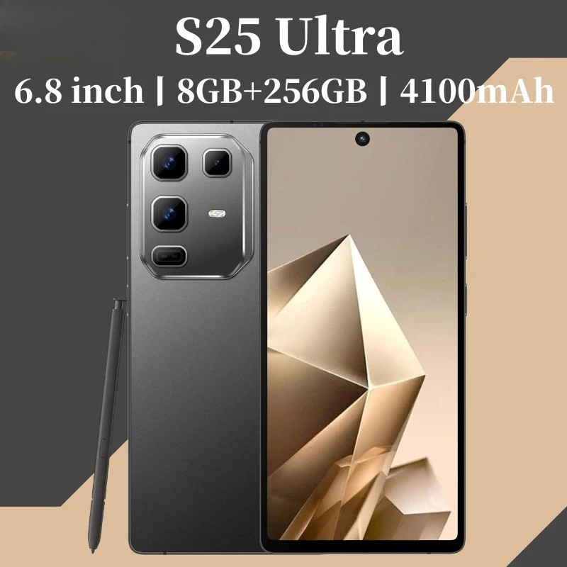 Global Vision S25 Ultraสมาร์ทโฟนAndroid 4100mAh 8GB RAM 256G ROM 6.8นิ้วโทรศัพท์720x1600HD 16+32MP 4