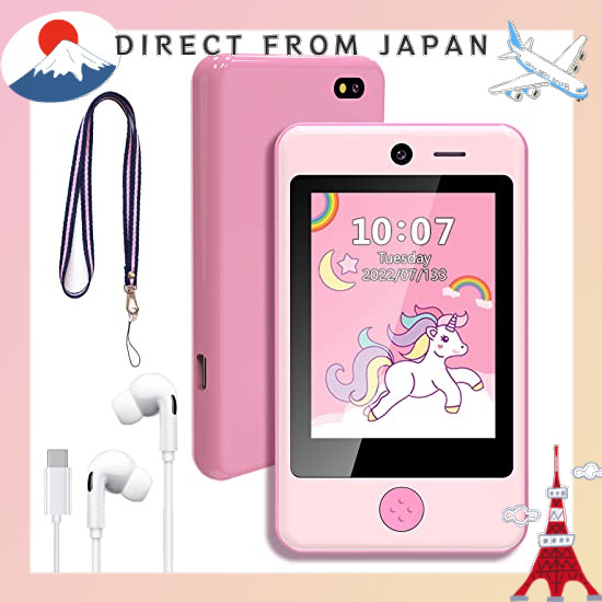 【From Japan】 PTHTECHUS® Kids Music Cell Phone Educational Phone Toys Kids Phone 3.8" Touch Screen Sm