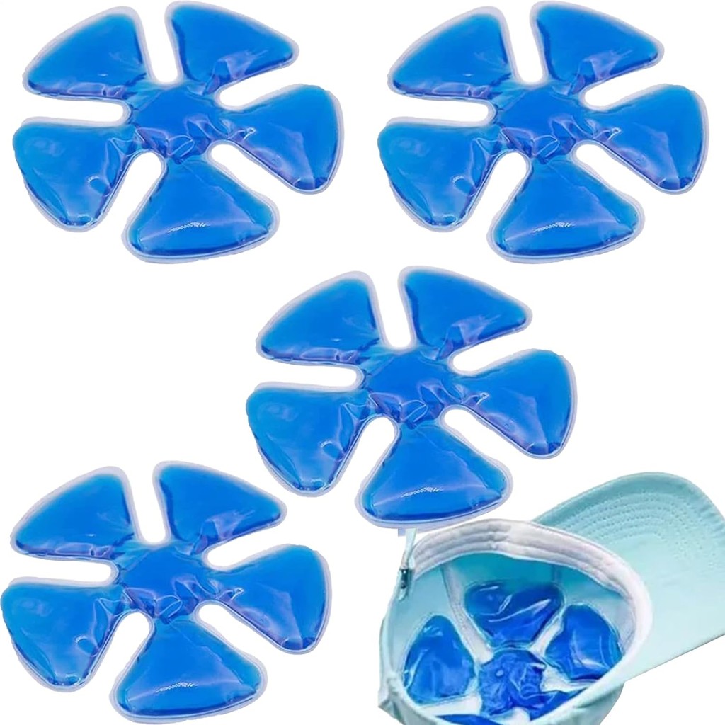 Ice Pack for Hard Hat, 4 Pieces Reusable Cooling Gel Ice Packs for Hats, Foldable Fishing Hat Coolin