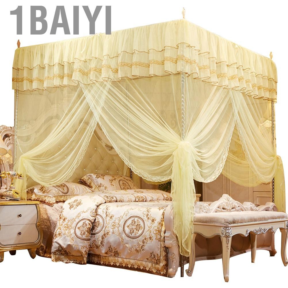 1baiyi 1Baiyi.th Wifehelper Mosquito Net Luxury Princess สามช่องเปิดโพสต์เตียงม่านเตียงตาข่ายตาข่าย 