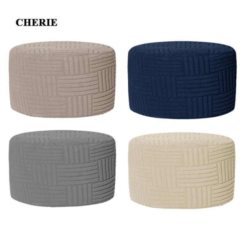 [Chery] Stretch Ottoman Slipcover Footrest Sofa Cover Round Ottoman Storage Cover for Living Room