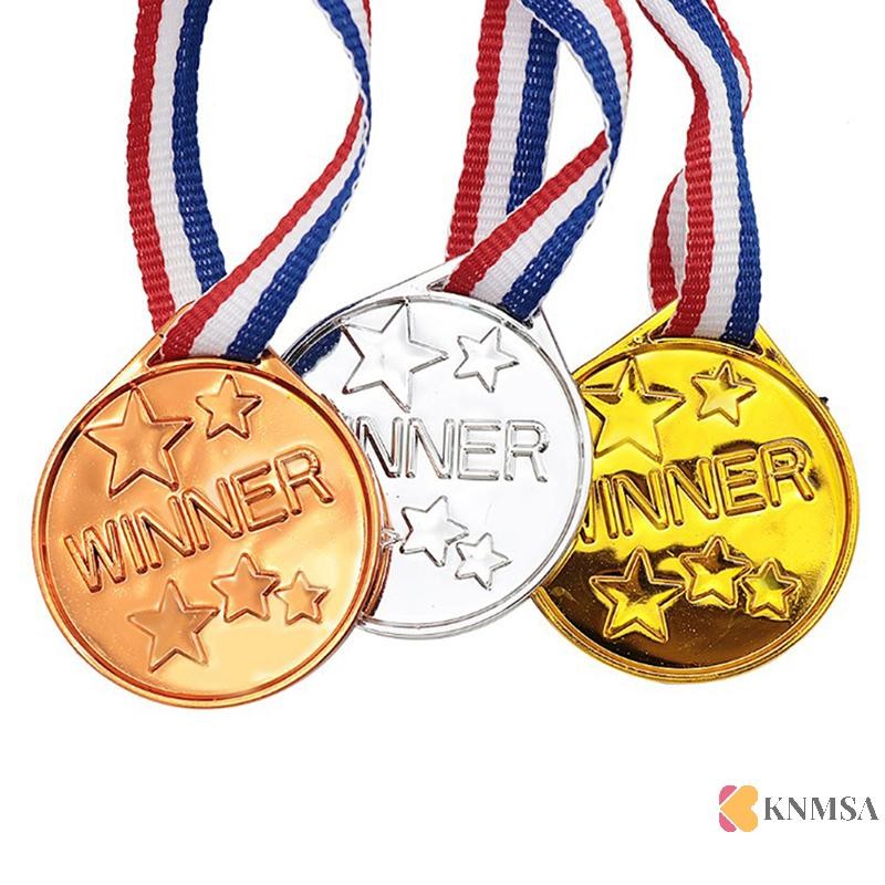 KNMSA] Children Gold Plastic Inners Medals Sports Day Party Bag Prize Awards Toys Awards necknNamh