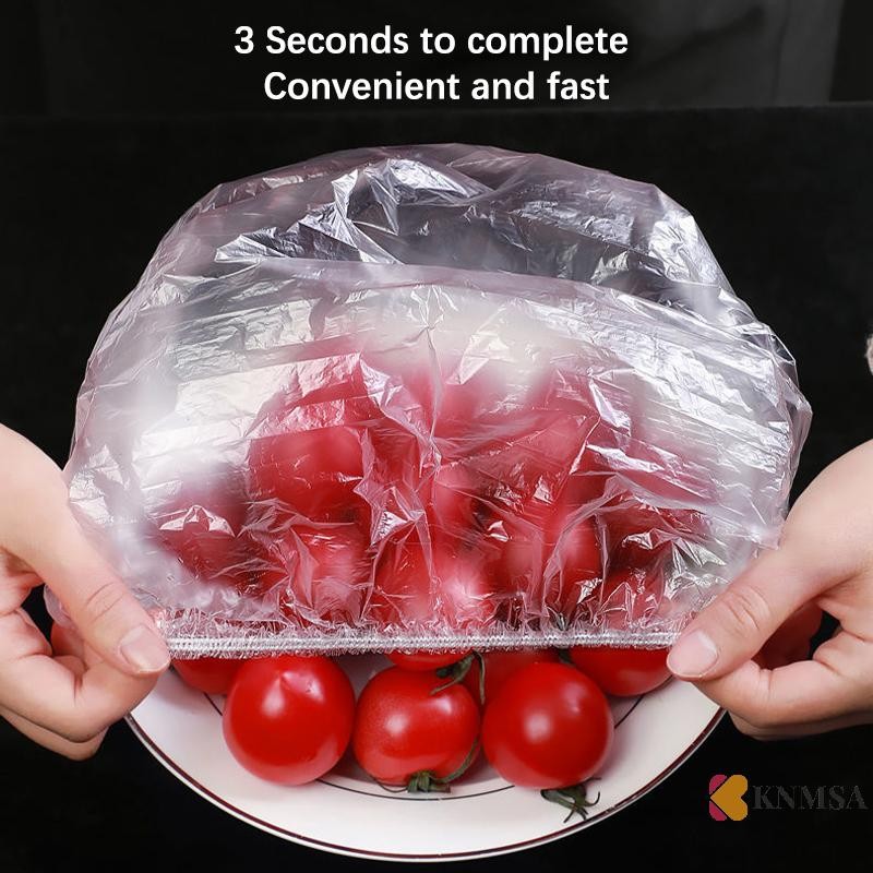 KNMSA] 50/100pcs ฝาครอบแฟนซีเกรดอาหารผลไม้ผักกระเป๋ายืดหยุ่นชามเดิมถ้วยห้องครัวสดเก็บฟิล์มกระเป๋าสนนค