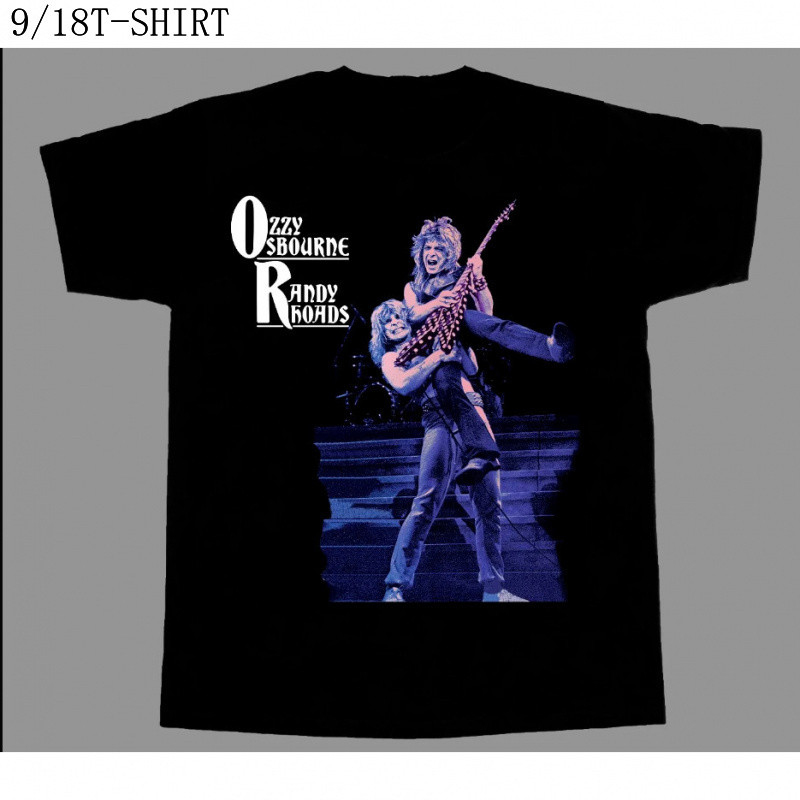เสื้อยืดคอกลม Retro Ozzy Osbourne Randy Rhoads Black Sabbath