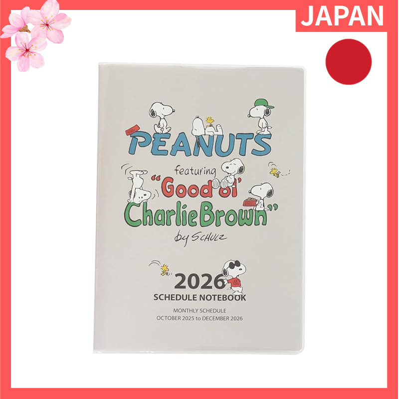 Square Snoopy 2026 A5 Monthly Planner - Gray, White, Blue (Starts October 2025)【Direct from Japan】
