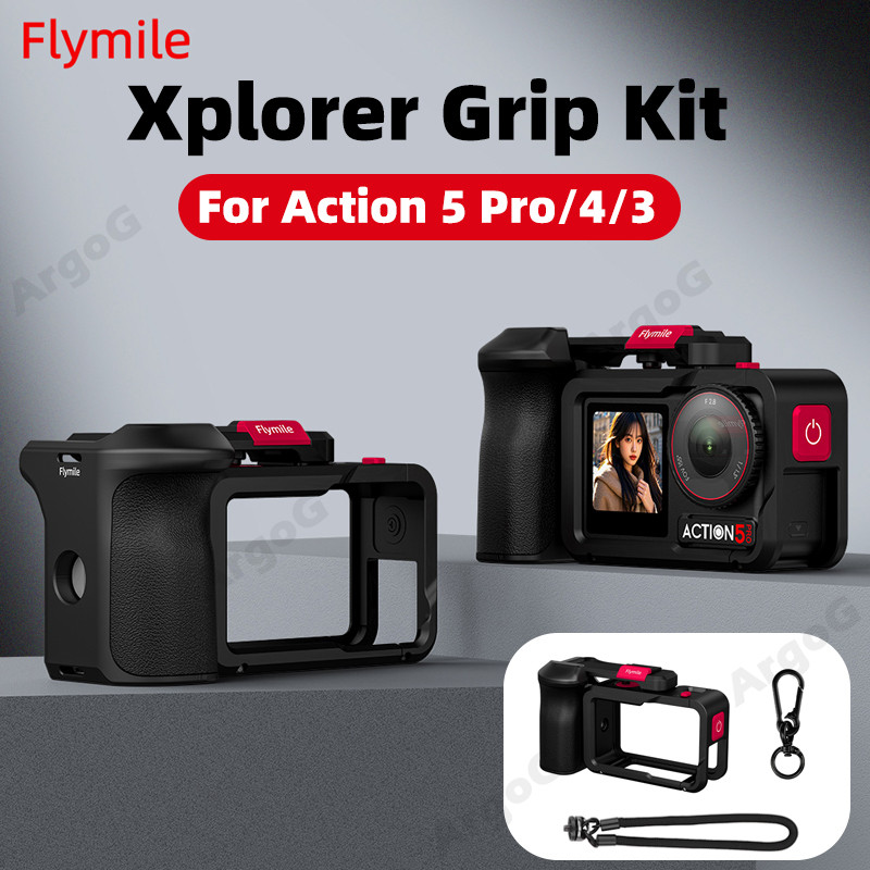 Flymile Street Handle Kit กรงโลหะสําหรับ DJI Action 5 Pro/4/3 อลูมิเนียมกรอบป้องกันรองเท้าเย็น Xplorer ชุด Action 5 Pro อุปกรณ์เสริม