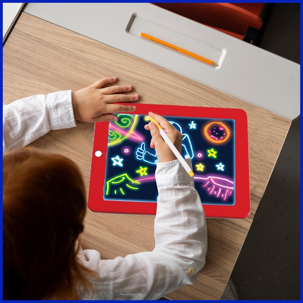 Magic LED Light Drawing Pad สําหรับเด็กที่มีสีสันเด็กวาดแท็บเล็ตReusable Magic Luminous Drawing Pad 