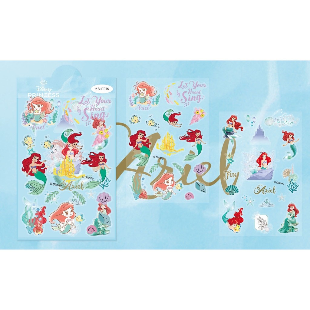สติ๊กเกอร์ลายการ์ตูน Disney Princess Mermaid PET (2 ชิ้น) - สติ๊กเกอร์ตกแต่งที่ได้รับอนุญาตอย่างเป็นทางการสําหรับเคสโทรศัพท์และตกแต่งกีตาร์