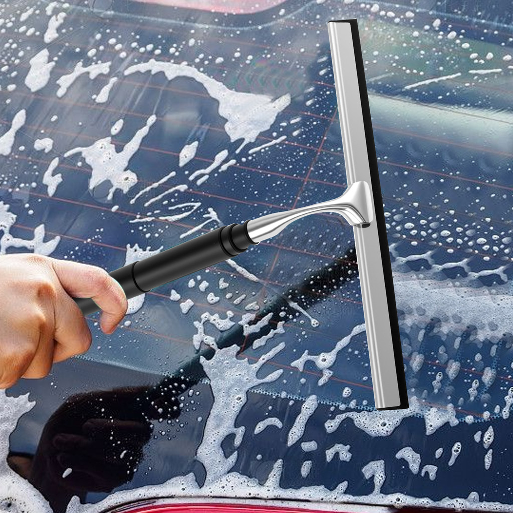 ฝักบัวปาดน้ําเครื่องมือยืดไสลด์จับทําความสะอาดหน้าต่างไม้กวาดพร้อมตะขอกาวสําหรับห้องน้ํารถยนต์ SHOPS