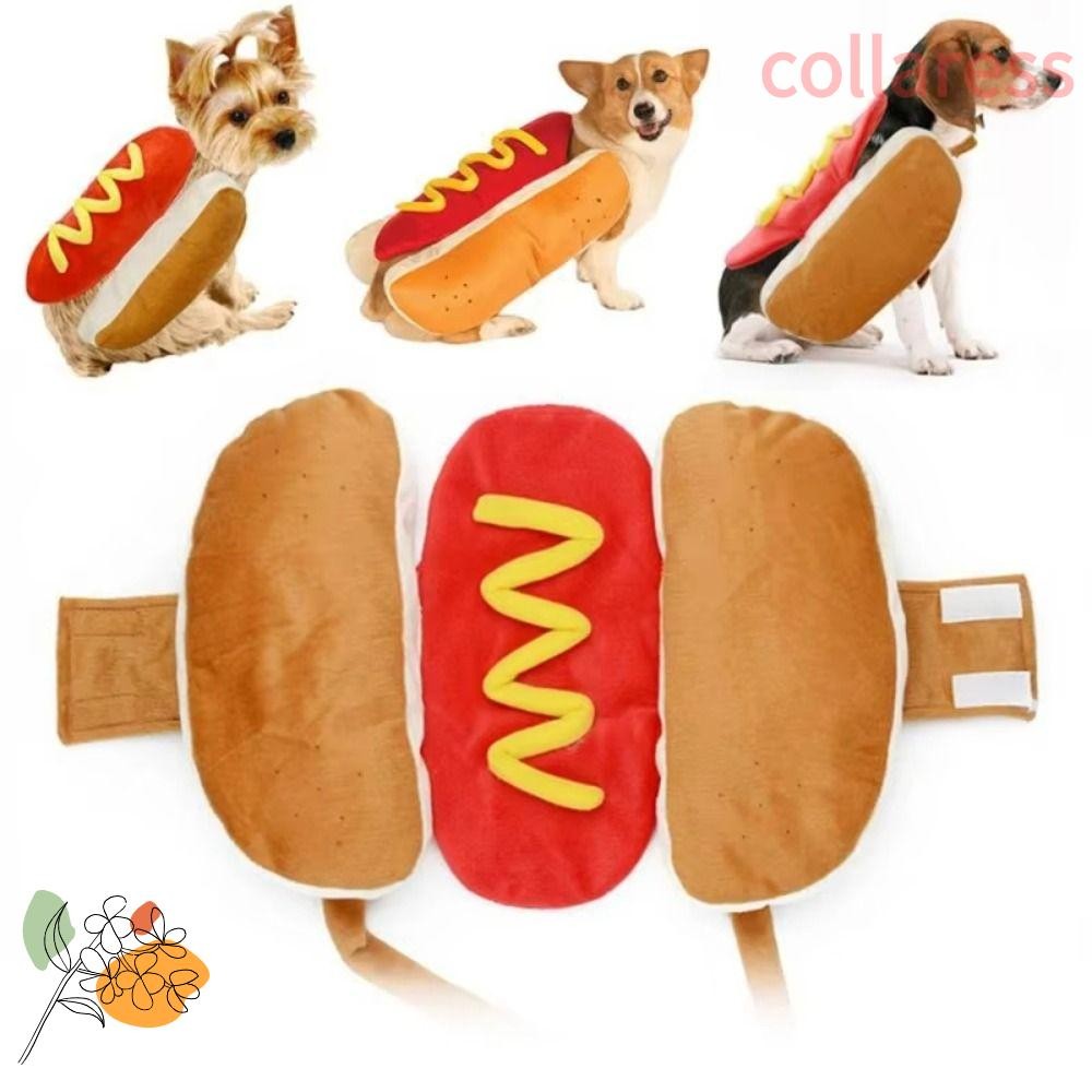 COLLARESS Pet Apparel, เสื้อผ้าปรับได้ Hot Dog Shaped Dog Dressesing Up Dachshund Sausage Funny Hall