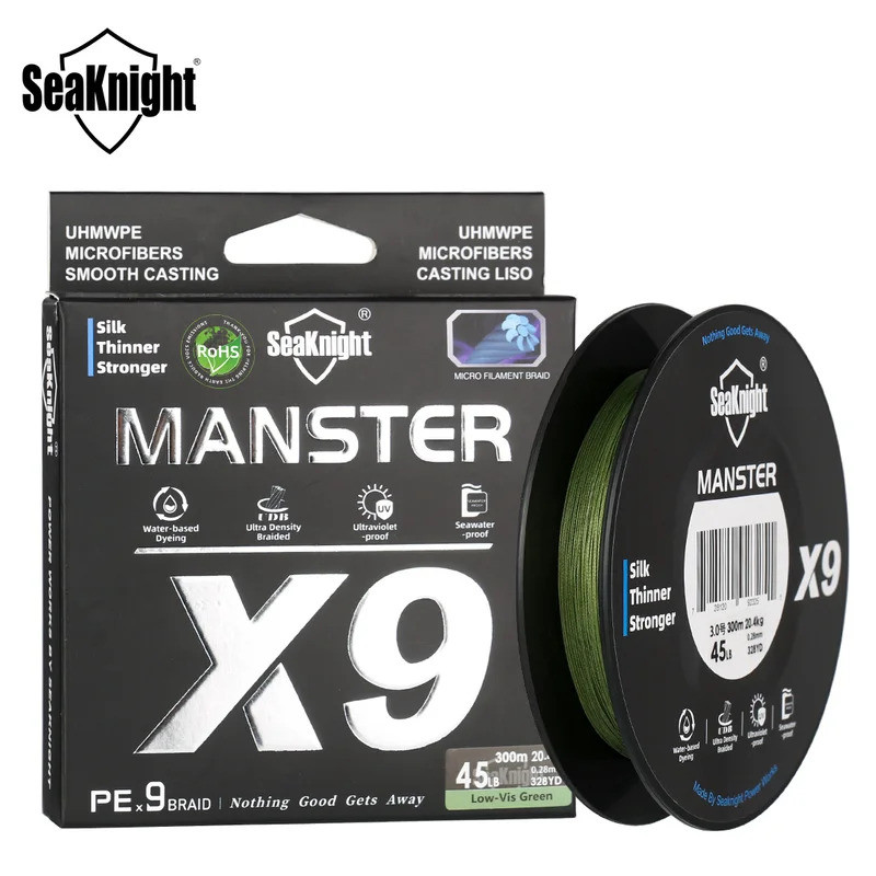 SeaKnight X9 สายPE 9-strand สำหรับตกปลา ขนาด 22-45LB ความยาว 500ม. สีเขียว ใหม่ล่าสุด!