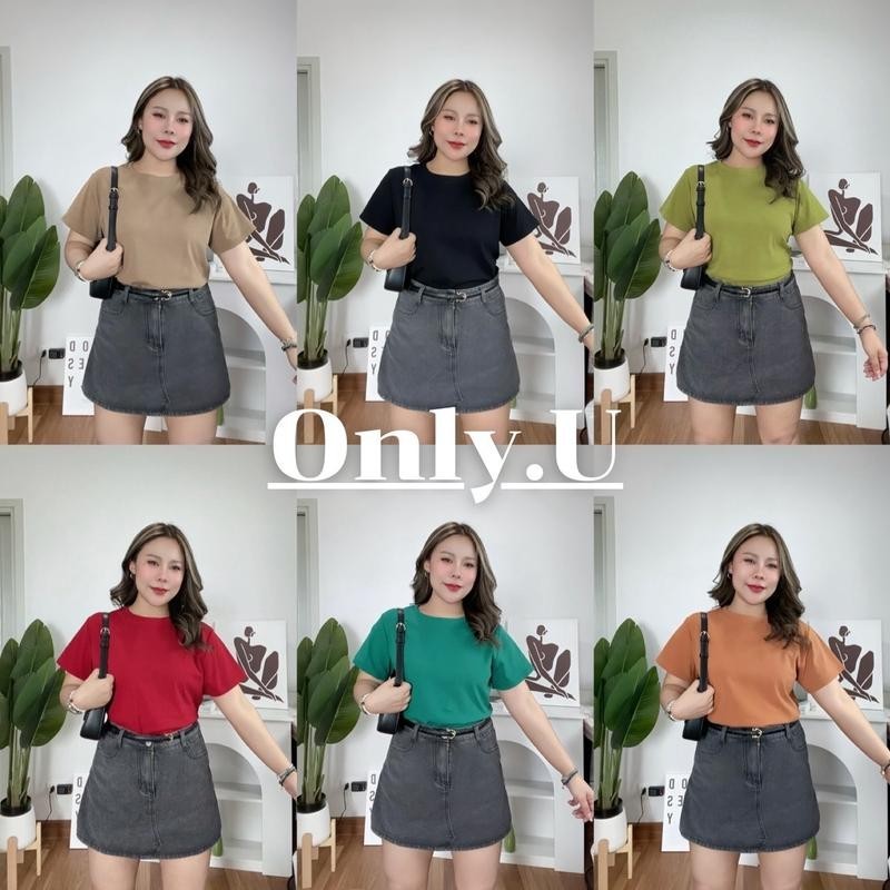 BB92 Baby tee เสื้อครอป เสื้อยืดสาวอวบ ผ้าคอตตอนซอฟ ยืดเยอะ (ป้าย Only.U ของแท้)