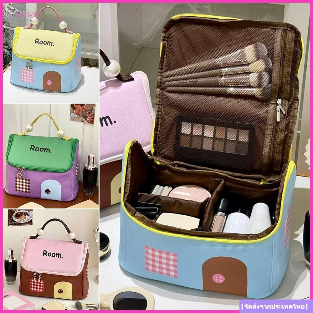 จัดส่งจากประเทศไทยUPUT กระเป๋าแต่งหน้า, กระเป๋าล้างหลากสีความจุขนาดใหญ่, กระเป๋าเครื่องสําอางบ้านขนาดเล็กแบบพกพาผู้หญิง