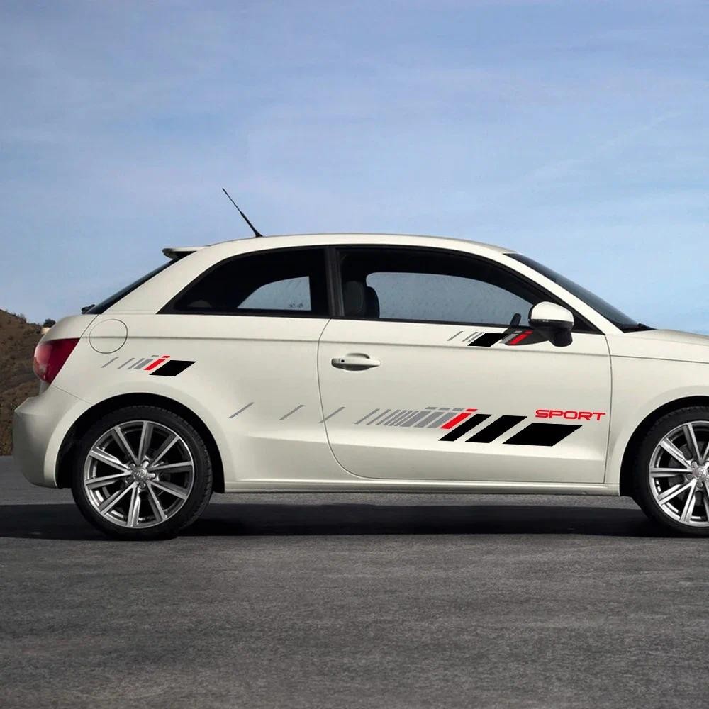 รถประตูกราฟิกกีฬาจัดแต่งทรงผมสติกเกอร์ Racing Stripe อุปกรณ์เสริมอัตโนมัติสําหรับ Audi A1 8X GB GBA 