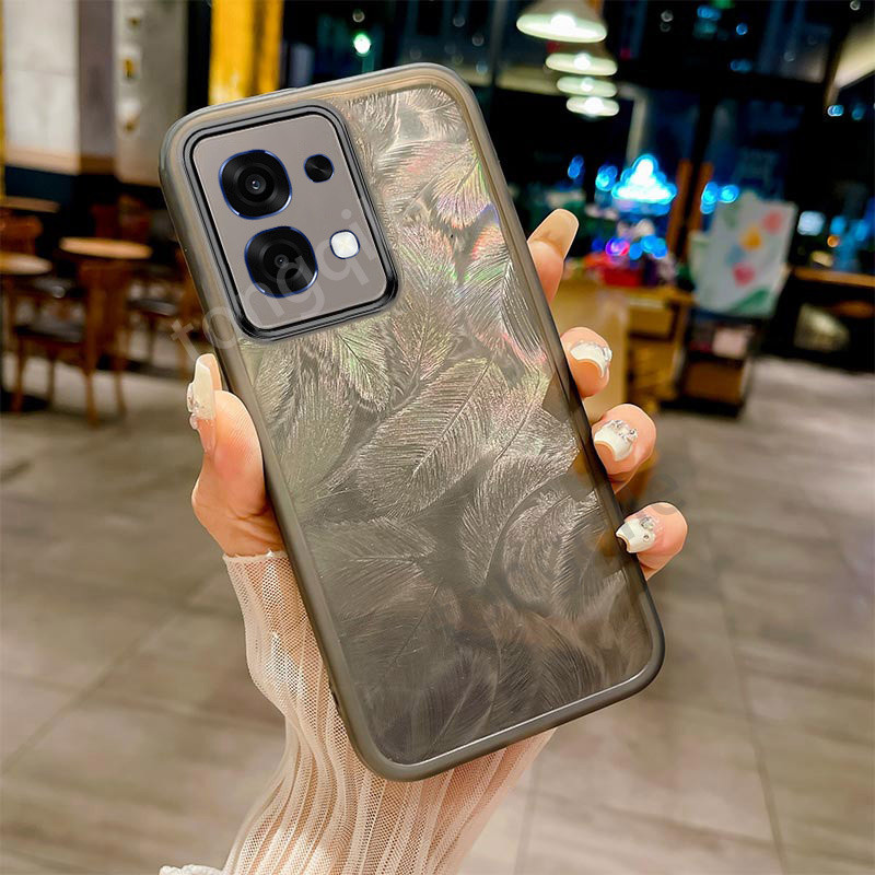 สําหรับ OPPO A6 Pro 5G 4G A6Pro 2025 เคสโทรศัพท์ฝาหลัง Glitter Soft TPU ซิลิโคน Bling Feather รูปแบบกันชนกันกระแทกเลนส์กล้องป้องกัน ราคา ถูกที่สุด ดีลบีเคเค แกลเลอรีภาพที่ 9