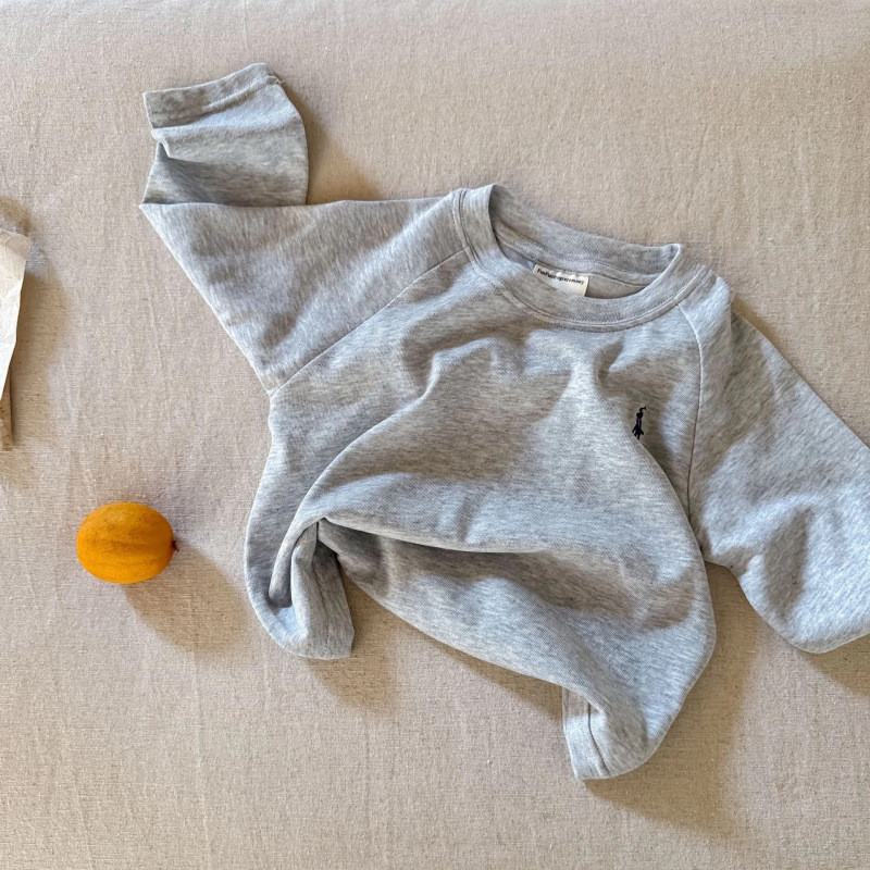 ฤดูใบไม้ผลิฤดูใบไม้ร่วงเด็กสบายๆสีทึบปักลายเสื้อยืดเสื้อเด็กทารกแฟชั่น All-Match Top - รูปที่ 3