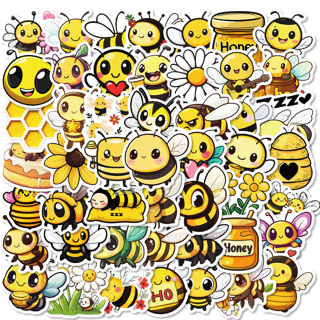 50 ชิ้นสไตล์ใหม่น่ารักสนุกสติกเกอร์การ์ตูนผึ้ง-กันน้ํา Self-Adhesive Decals สําหรับคู่มือ DIY, รางวัลเด็ก & Daily Decor bulingbulingsticker