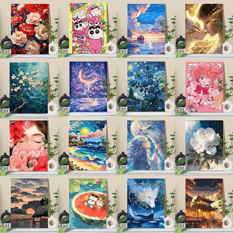 ภาพวาดสีน้ำมันดิจิตอลแบบมืออาชีพ สไตล์การ์ตูนอนิเมะ สำหรับตกแต่งบ้าน