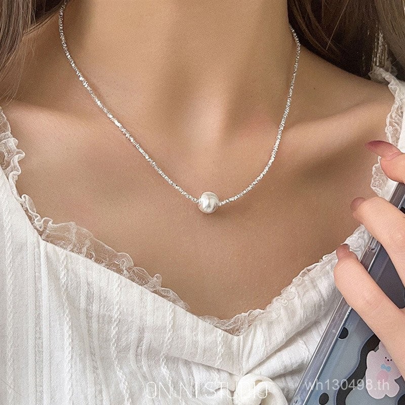 อุปกรณ์เสริมหญิงเงินสเตอร์ลิงบอลชุดแสงหรูหราสร้อยคอออกแบบแมวตาซอกรู้สึกหักเงินส925กระดูกไหปลาร้าโซ่แ