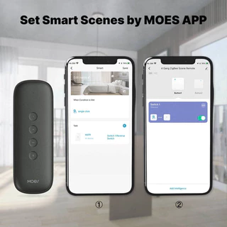 Tuya MOES รีโมทไร้สายแบบใช้ถ่าน 4 ปุ่ม 12 แอคชั่น สัญญาณ Zigbee เอาไว้สั่ง Scene, Automation Scene Remote