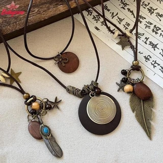 BYCE>Vintage Bohoสร้อยคอโลหะสําหรับผู้หญิงโบราณยาวโซ่จี้Handmade Statementเครื่องประดับชั้นอุปกรณ์เสริมใหม่
