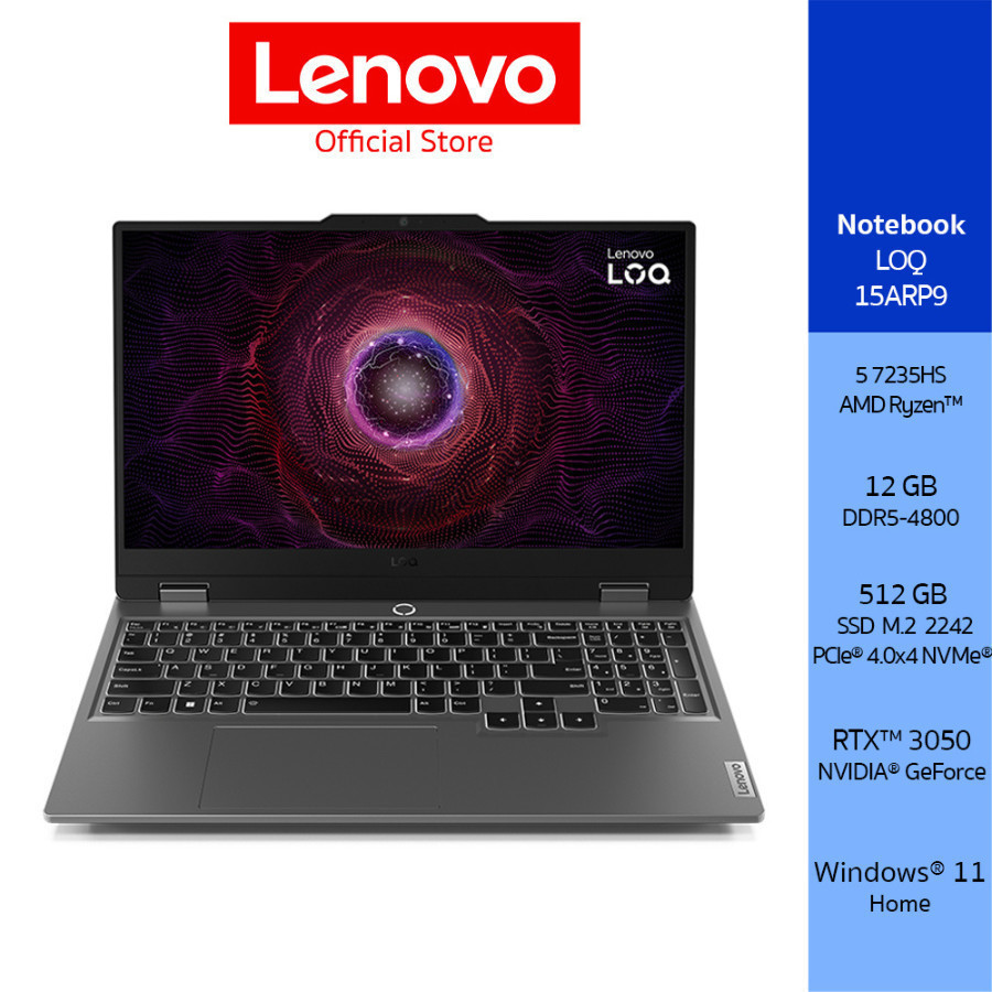 [ผ่อน 0%]LENOVO LOQ 15ARP9(83JC003QTA)NOTEBOOK RYZEN 5 7235HS NVIDIA GEFORCE RTX 3050 SSD 512GB