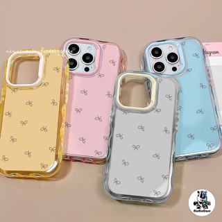 สําหรับ เคสไอโฟน13 โบว์ผีเสื้อที่น่ารัก For iPhone 16 15 14 13 12 11 17 Pro Max 15 16 Plus เคสโทรศัพท์ Insสี Jelly Case