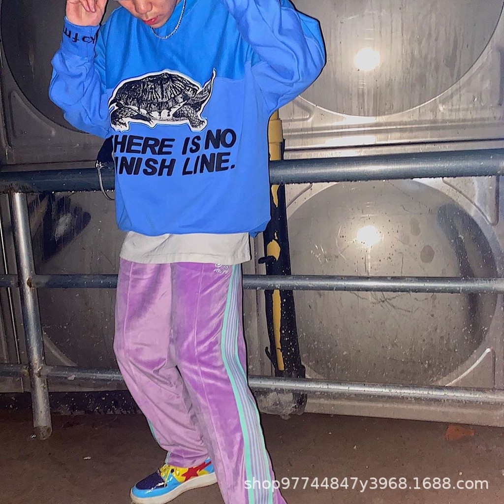 Needles Velvet Embroidery track Velvet Pants Men's Casual Loose Pants Sports Pants Women