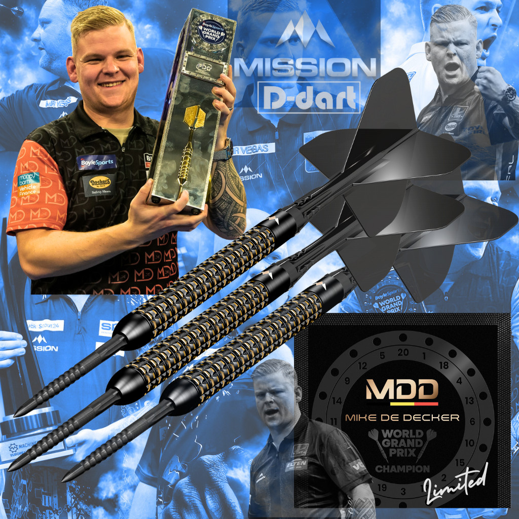 MISSION STEEL TIP DARTS - 24G MIKE DE DE DE DECKER (LIMITED EDITION) WORLD GRAND PRIX 95% TUNGSTEN D