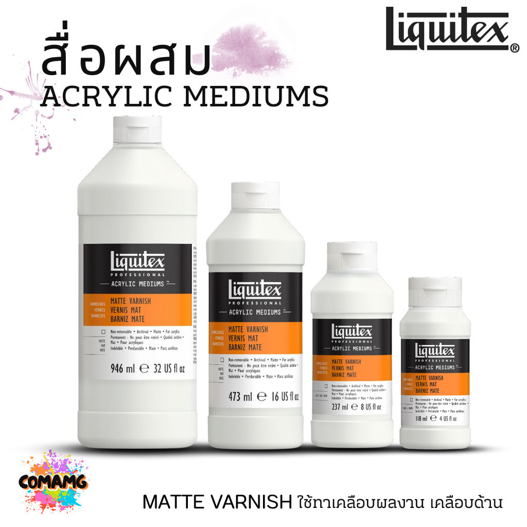 สื่อผสม Liquitex Acrylic Mediums สำหรับสีอะคริลิค ทาเคลือบด้าน MATTE VARNISH พร้อมส่ง