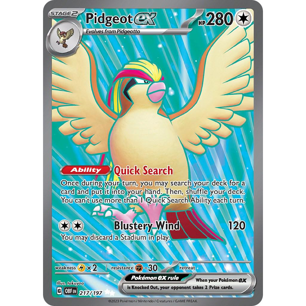 [Binder Condition] Pidgeot ex 217 Pokemon Obsidian Flames
