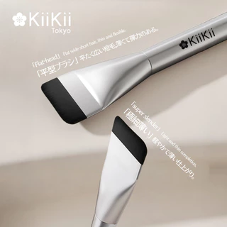KiiKii Beauty แปรงรองพื้น แปรงปัดแก้ม Silver แบบแบน ขนแปรงนุ่ม ใช้งานง่าย สําหรับรองพื้นเนื้อครีม