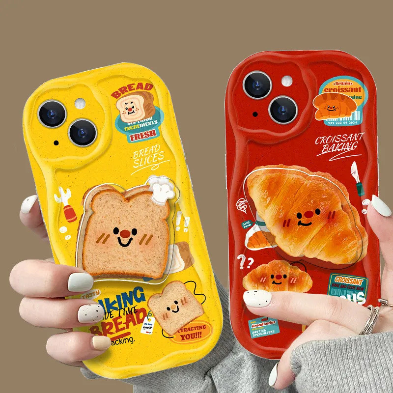 น่ารักขนมปังครัวซองต์กรณีRealme C75 C71 C67 Note50 50APrime 10 11 C65 C63 C55 C35 C21 C31 N63 N53 50