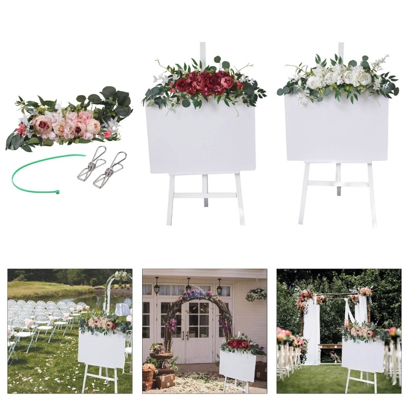 CH * ดอกไม้ประดิษฐ์ Swag ตกแต่ง Swag สําหรับงานแต่งงานป้ายพิธีงานแต่งงานแผนกต้อนรับฉากหลัง Party ตกแ