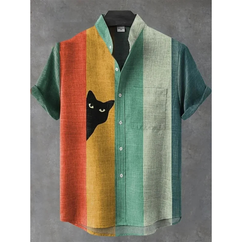 เสื้อเชิ้ตลินินผู้ชาย ออกแบบด้วยศิลปะ 3D สไตล์โมเดิร์น ผ้าระบายอากาศได้ดี