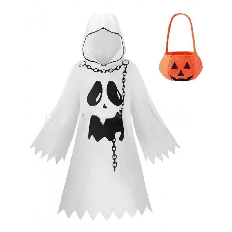ฮาโลวีน เด็ก ชุดคอสเพลย์ HalloweenChildren'sCloak Ghost Face White Ghost เสื้อคลุมฮาโลวีน