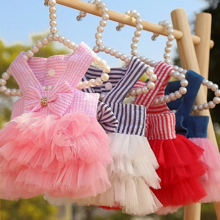 ฤดูร้อนสัตว์เลี้ยงแมวลูกสุนัขสุนัขเสื้อผ้าเส้นด้ายสุทธิชุดสุนัขกระโปรงวันเกิดชุดแต่งงานสัตว์เลี้ยงเครื่องแต่งกายอุปกรณ์สัตว์เลี้