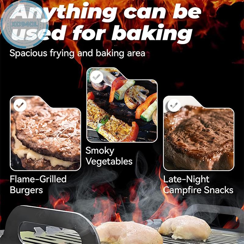 Xo94ol Slot Grill, เตาย่างบาร์บีคิวแบบพับได้สําหรับการจัดเก็บง่าย, เหล็กแบบพกพาพับถ่านและไม้การใช้ชั