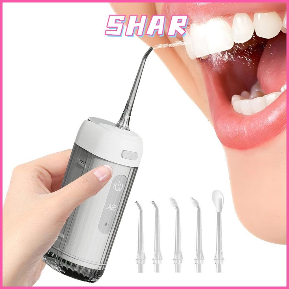 SHAR ไหมขัดฟันน้ํา, 5 เคล็ดลับเจ็ท 3 โหมดไหมขัดฟันเจ็ทน้ํา, 200 มล. การดูแลเหงือก USB ชาร์จไฟฟ้าทําค