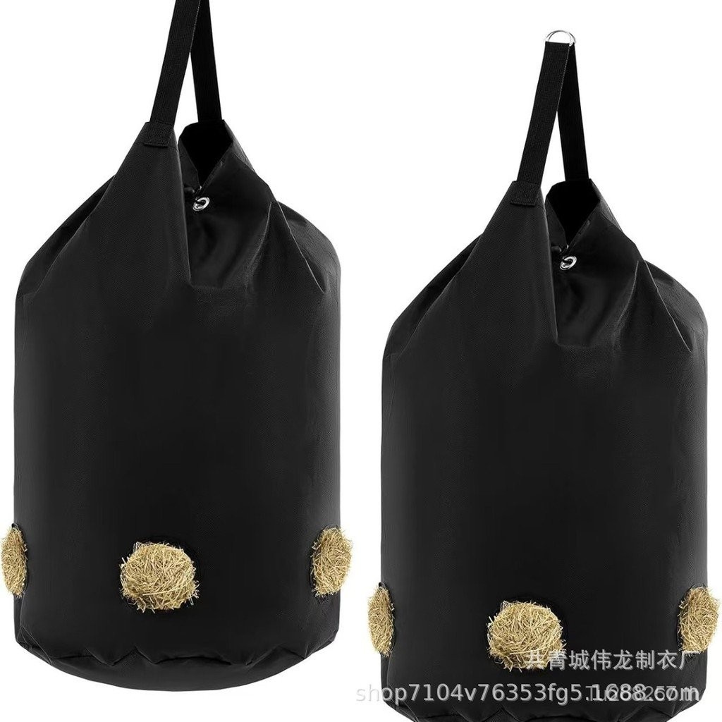 กระเป๋าแขวนกระเป๋า Hay ความจุขนาดใหญ่ Hay มีรูพรุน Hay Feeding Bag Oxford ผ้า Black Horse 35BP