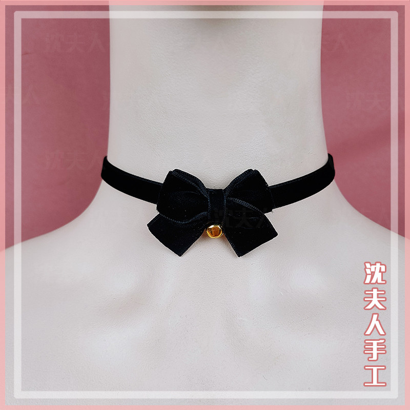 [Mrs Shen] สร้อยคอกลมขบวนวัน กํำมะหยี่สีดำ retro gem เข็มขัดสายคล้องคอ