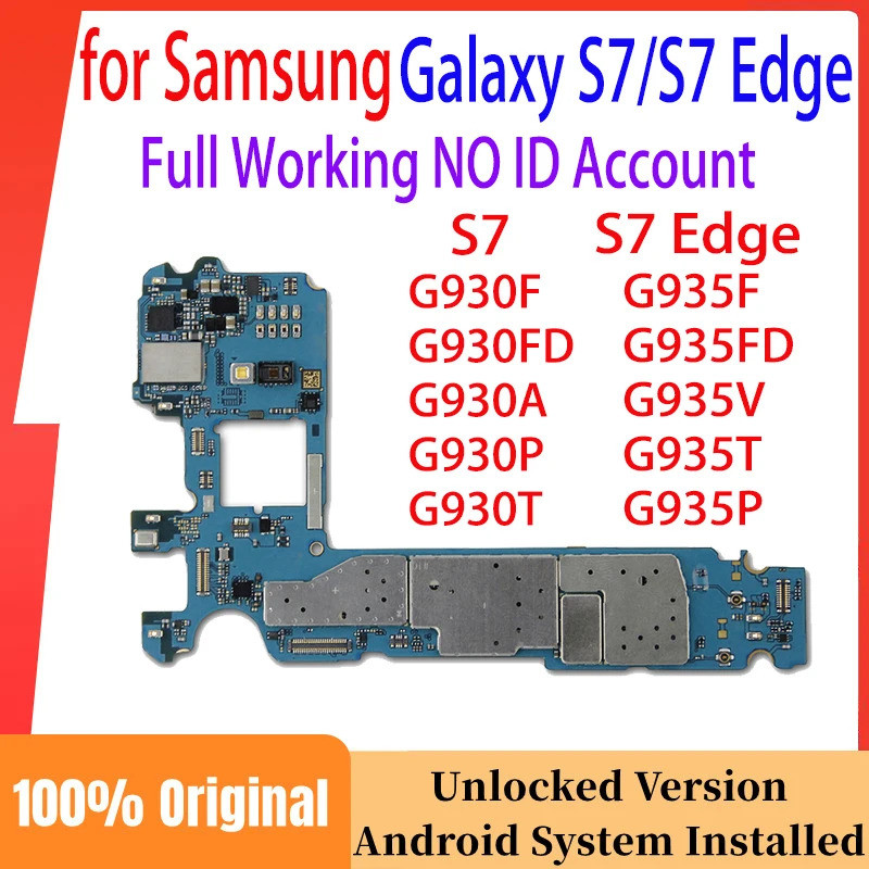 ปลดล็อกเมนบอร์ดสําหรับ Galaxy S7 Edge เมนบอร์ด G935F G930F G930FD G935FD G935V Logic Board Full Work