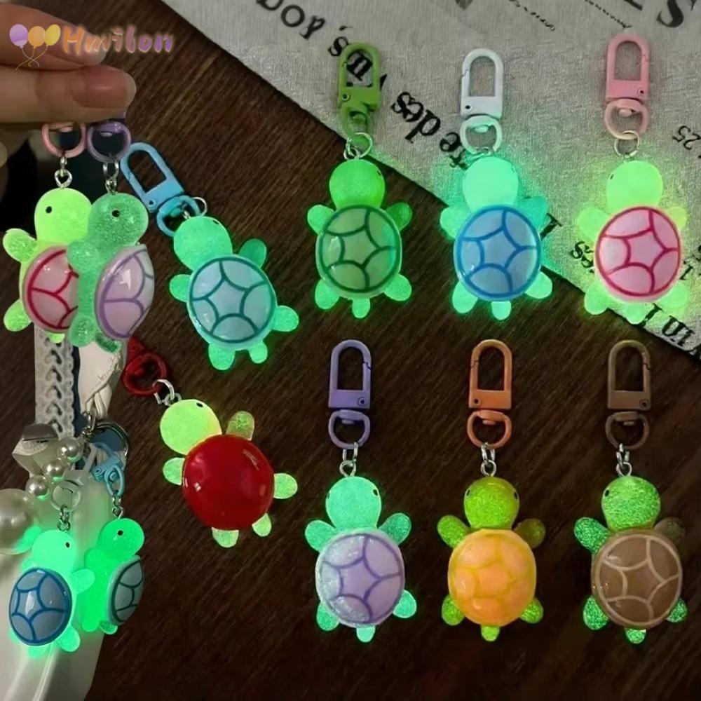 HMILON เต่าพวงกุญแจ,ส่องสว่าง DIY ของขวัญเต่าพวงกุญแจ,เรืองแสงใน Dark เรซิ่นคีย์ตกแต่งสัตว์พวงกุญแจของขวัญเพื่อน