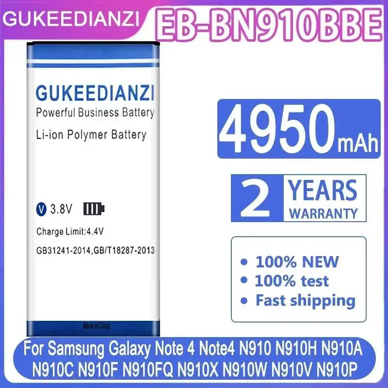 แบตเตอรี่โทรศัพท์มือถือ EB-BN910BBE 4950mAh สําหรับ Samsung Galaxy หมายเหตุ 4 N910 N910H N910A N910C