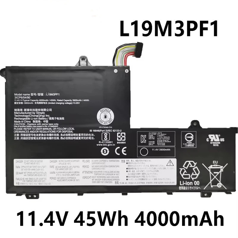 L19M3PF1 L19D3PF1 L19L3PF1 L19C3PF1 11.4V 45Wh 4000MAhแบตเตอรี่สําหรับLenovo ThinkBook 14 14-IIL 14-