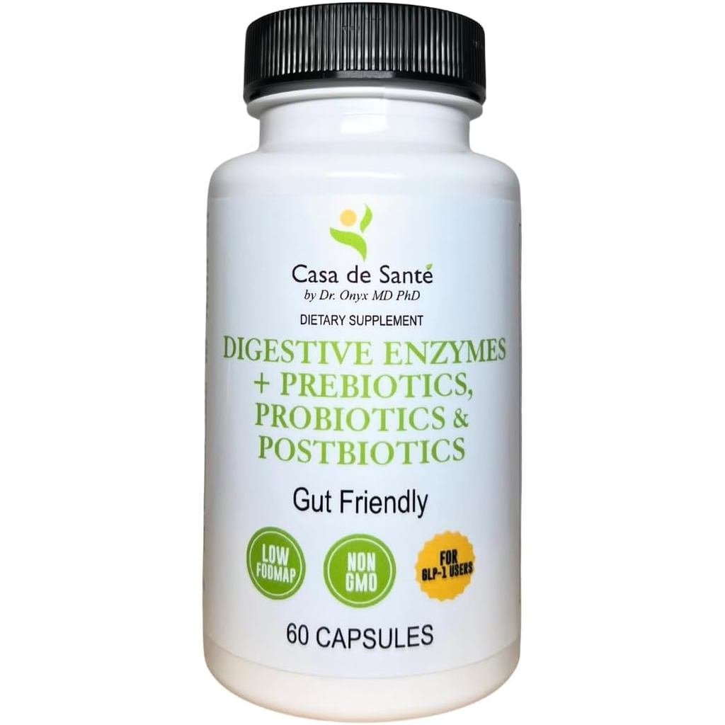 Casa de Sante FODMAP เอนไซม์ย่อยอาหารพร้อมโปรไบโอติกพรีไบโอติกและโพสต์ไบโอติก - GLP-1 รองรับ | FODMA