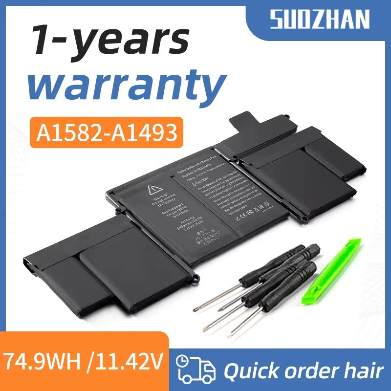 SUOZHAN แบตเตอรี่สําหรับ MacBook Pro MacPro 13 "A1502 (2015 ปี)ME865 ME864 MF839 A1493 A1582 A1582-A