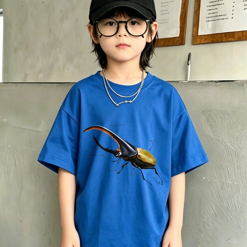 เสื้อยืดผ้าฝ้ายลายสัตว์ปีกกาลเฮอร์คิวลีสสำหรับเด็ก ลายเด็กผู้ชายแมลง เหมาะสำหรับการแต่งตัวแบบครอบครัว นุ่มและยืดหยุ่น