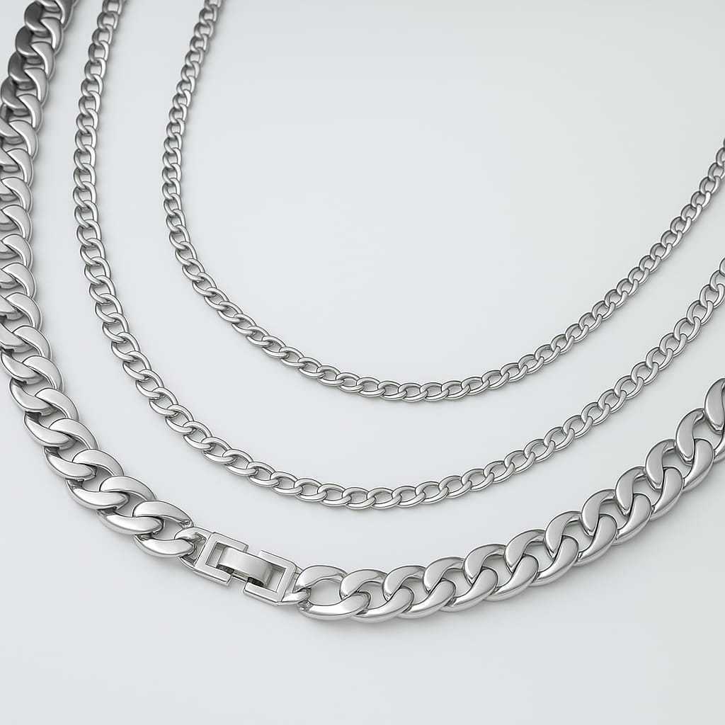 ใหม่ล่าสุด FLAT CHAIN สร้อยคอคลิปตะขอสําหรับผู้ชายและผู้หญิง FUL ไทเทเนียม MATERIAL FLAT CHAIN คลิปเ