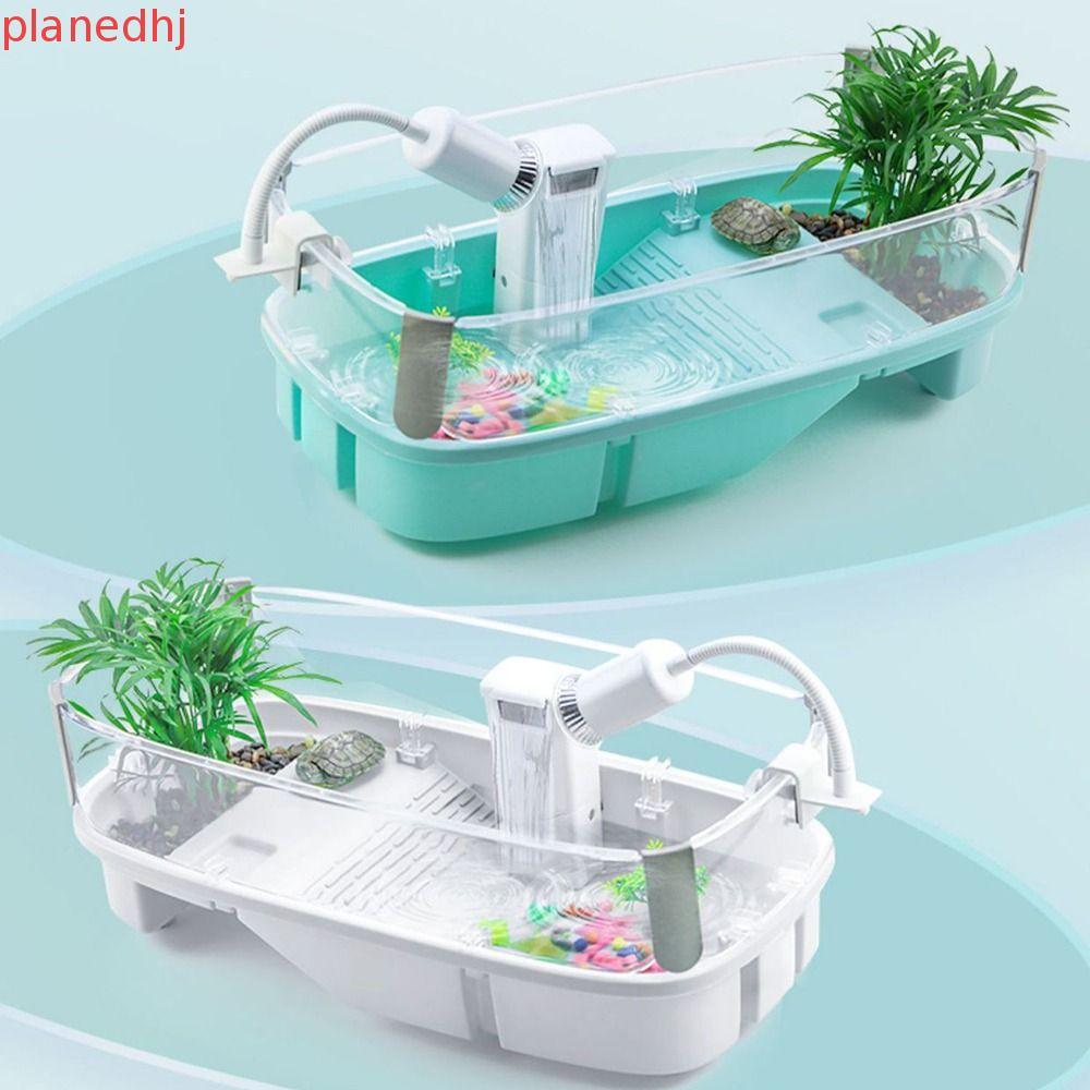PLANED Turtle Tank, Bask Platform Bottom Drain Turtle House, Durable Multi-function Area Planting Sp